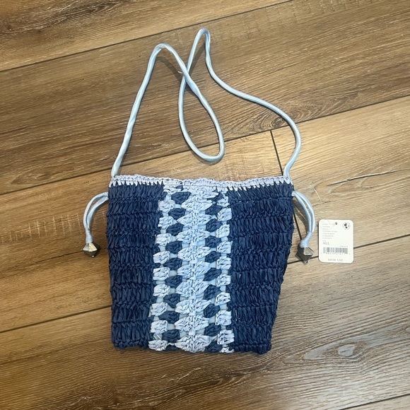 Free People Woven Drawstring Boho Heatwave Mini Bag NWT Retro - Picture 2 of 5